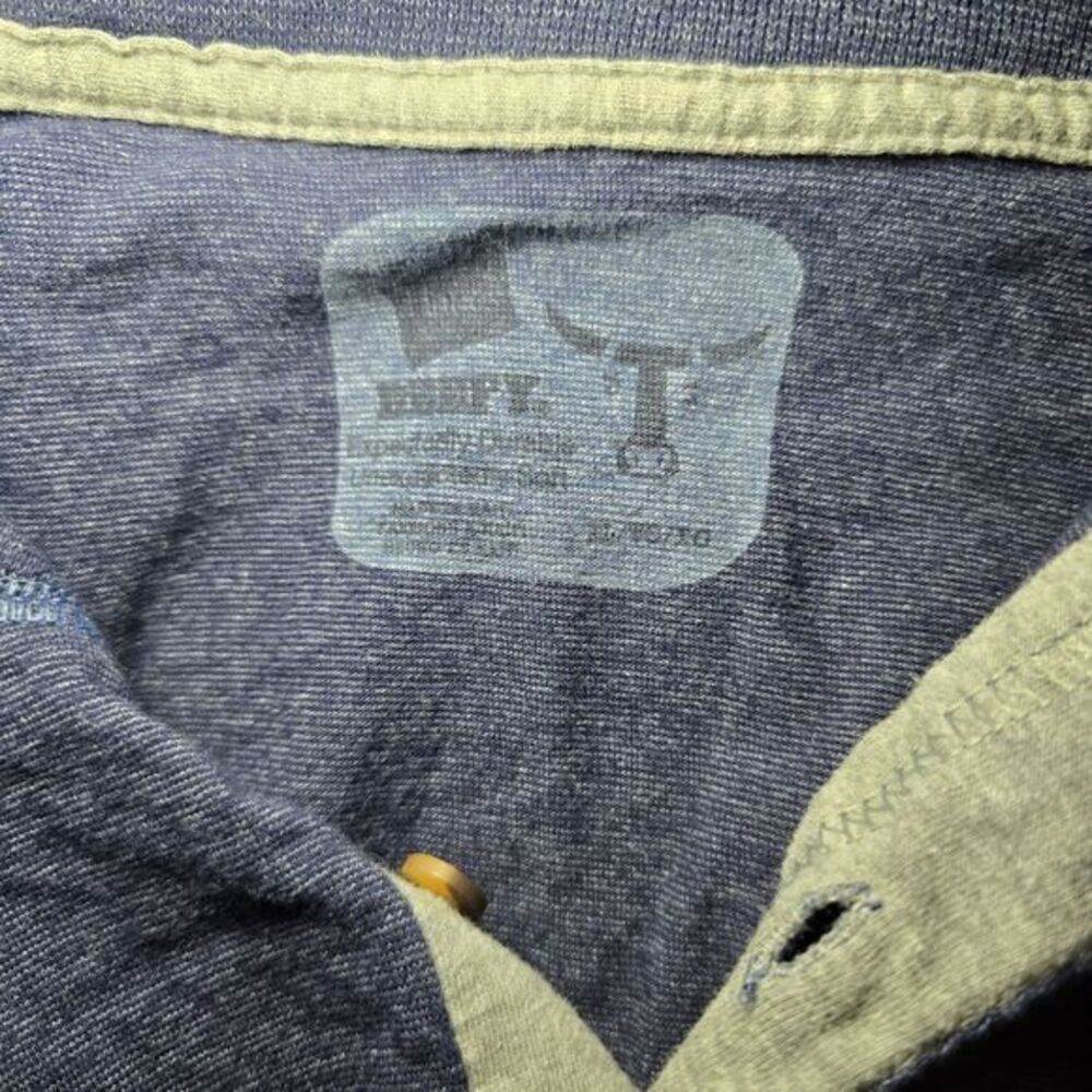 Hanes Men's Long Sleeve Beefy Henley Shirt - Heather Navy- size XL‎ - Picture 6 of 11